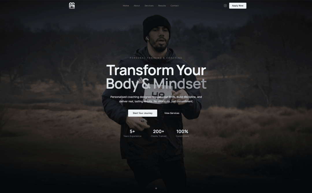 PT Training website preview