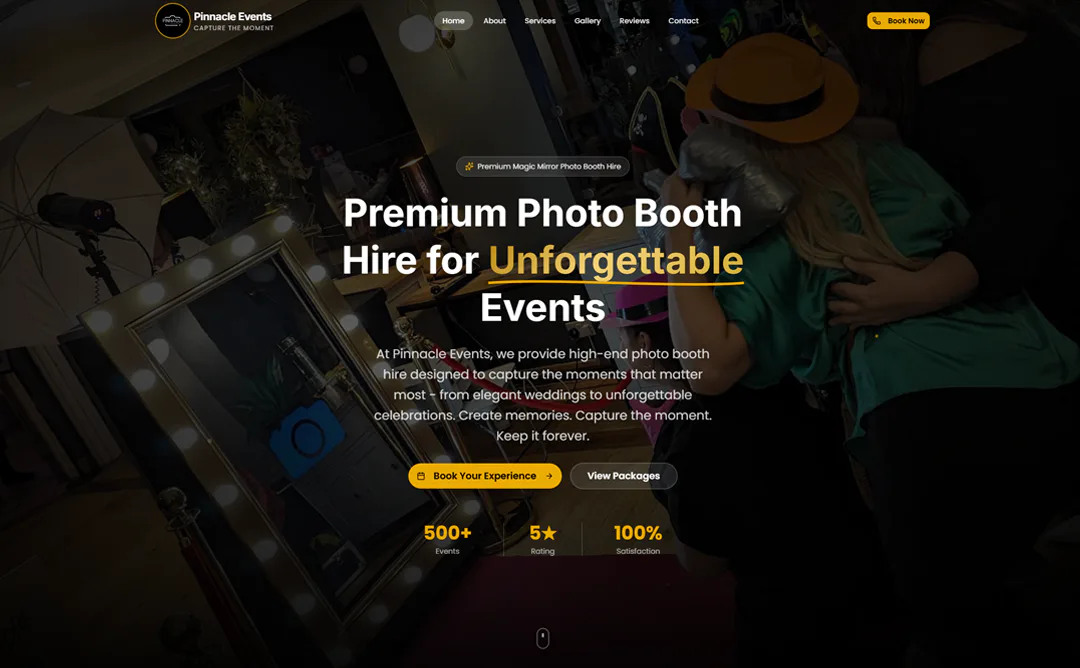 Pinnacle Events website